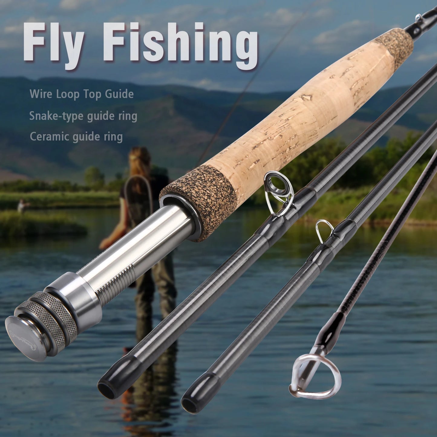Sougayilang 2.7M UltraLight Fly Fishing Rod 9ft for 5/6wt 4 Sections Freshwater Fly Fishing Rods for Trout Salmon Fishing Tackle