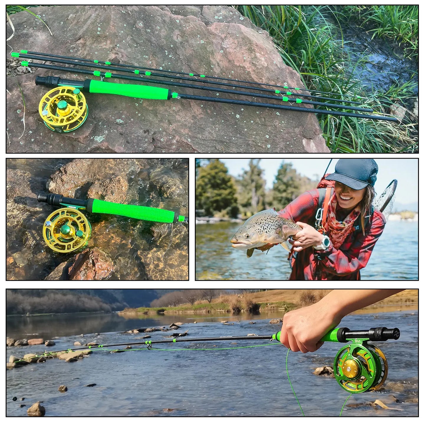 Sougayilang 2.7M UltraLight Fly Fishing Rod 9ft for 5/6wt 4 Sections Freshwater Fly Fishing Rods for Trout Salmon Fishing Tackle