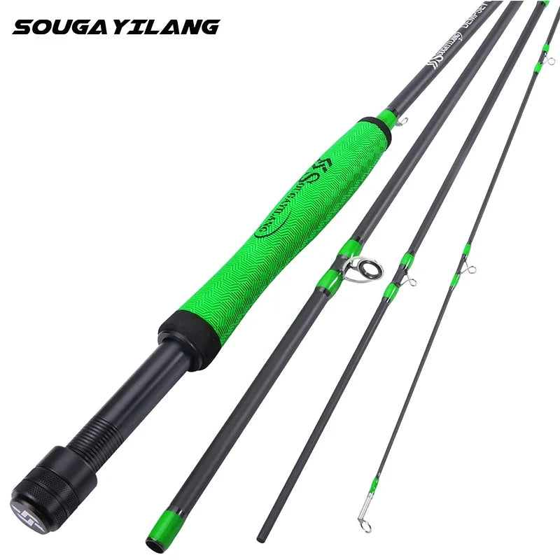 Sougayilang 2.7M UltraLight Fly Fishing Rod 9ft for 5/6wt 4 Sections Freshwater Fly Fishing Rods for Trout Salmon Fishing Tackle