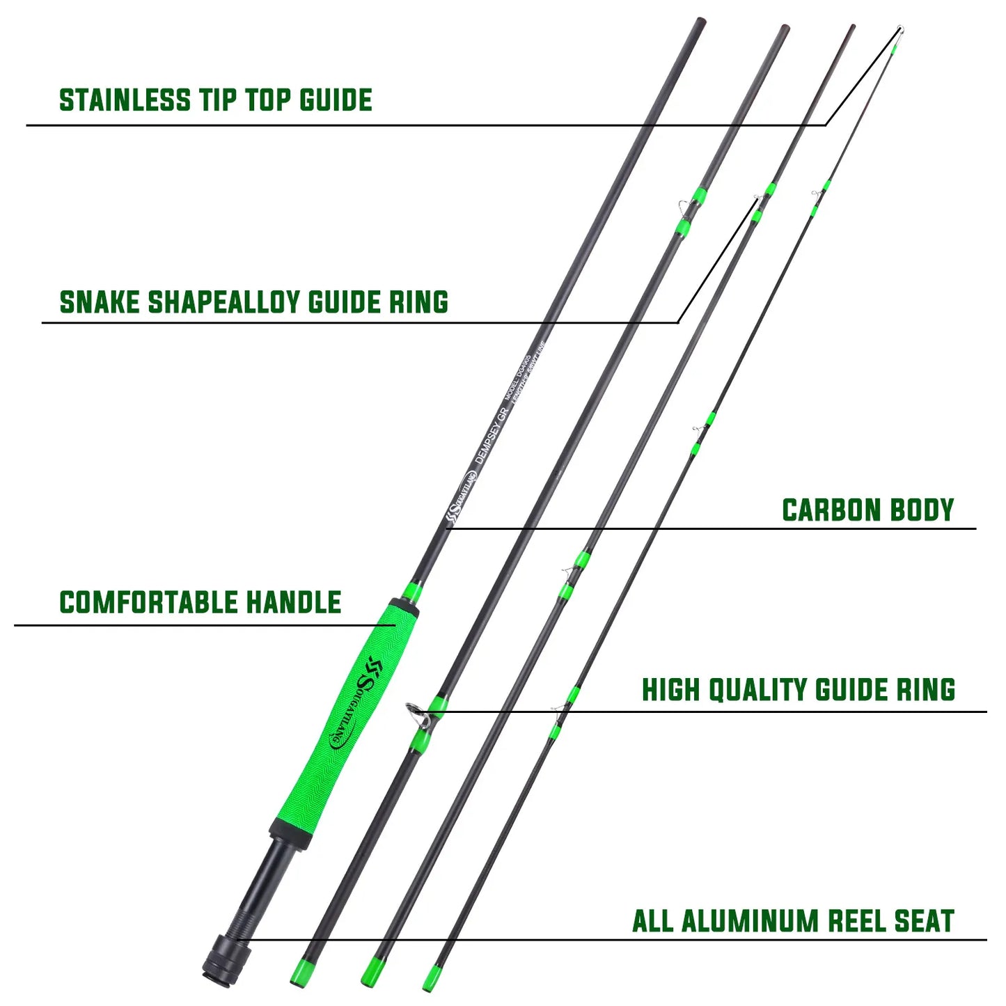 Sougayilang 2.7M UltraLight Fly Fishing Rod 9ft for 5/6wt 4 Sections Freshwater Fly Fishing Rods for Trout Salmon Fishing Tackle